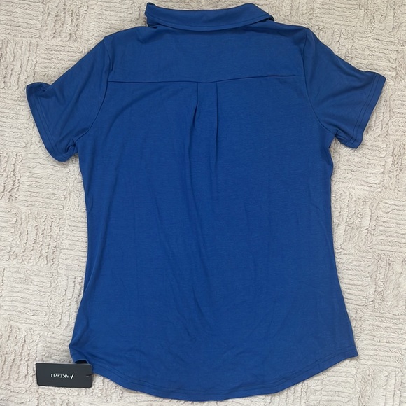 AKEWEI V-Neck Polo Shirt Short Sleeve Collared Tops Casual Tunic Blouse Medium - Picture 8 of 16